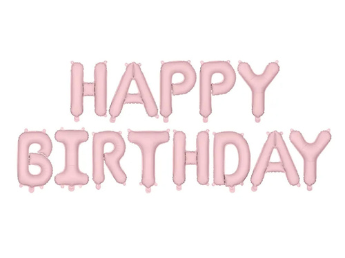 Happy Birthday foil balloon matte pink - 340 x 35 cm