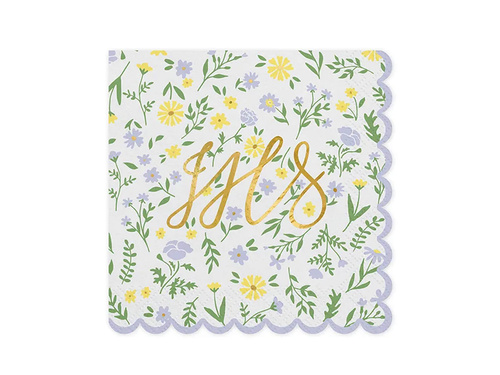 Communion napkins with IHS flower print - 33 cm - 20 pcs