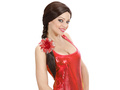 Red flower hair clip with glitter - 1 pc