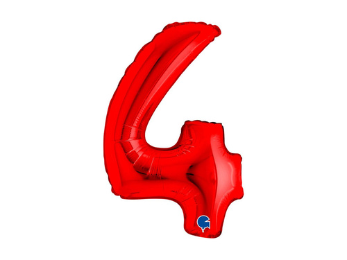 Balon foliowy cyfra 4 czerwony - 14" - 1 szt.