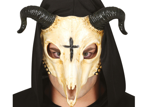 Maska Czaszka z Rogami na Halloween  - 1 szt.