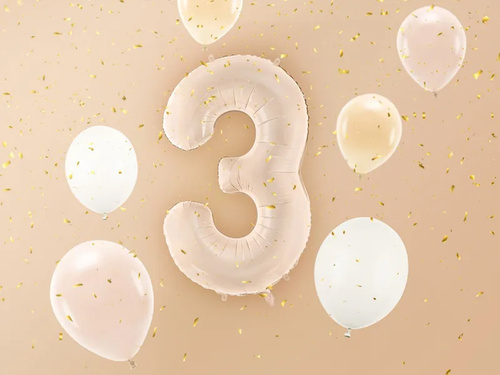 Number 3 Beige Foil Balloon - 72 cm - 1 pc
