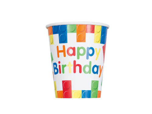 Birthday cups Blocks - 266 ml - 8 pcs.