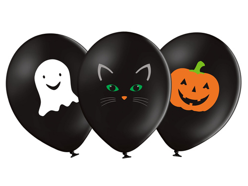 Halloween printed balloons - Pumpkin, Cat, Ghost - 37 cm - 6 pcs.