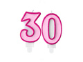 Number candles "30", pink, 2 pc