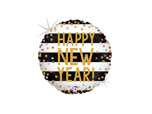 Balon foliowy okrągły Happy New Year - 14" - 1 szt.