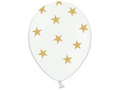Pastel white balloons with gold stars - 30 cm - 50 pcs.