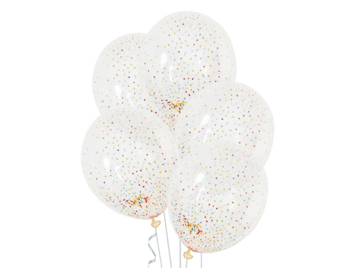 Balony przezroczyste z kolorowymi piankowymi kuleczkami - 30 cm - 3 szt.