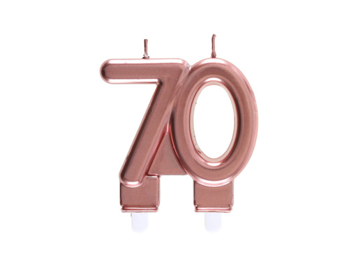 Candle for 70th birthday rose gold - 7,5 cm - 1 pcs.