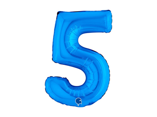 Balon foliowy cyfra 5 niebieski - 14" - 1 szt.