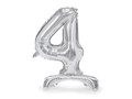 Foil balloon standing number 4 silver - 70 cm