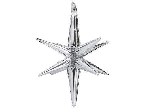 Balon foliowy Gwiazda srebrna 3D - 105 cm - 1 szt.