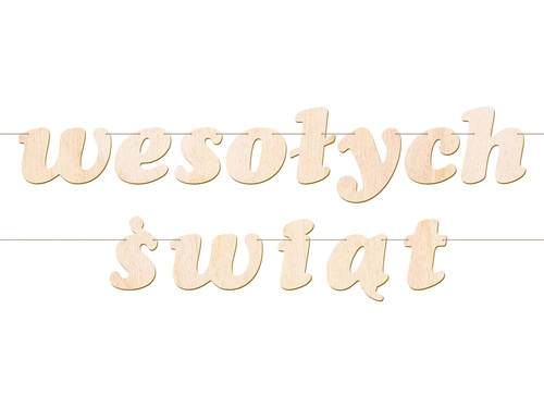 Girlanda drewniana napis Wesołych Świąt - 10 m