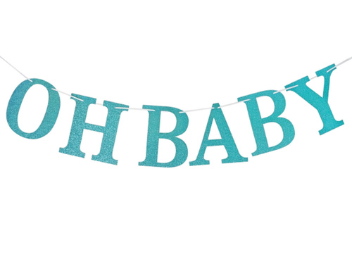 Banner for baby shower Oh Baby blue glitter - 300 cm - 1 pcs.