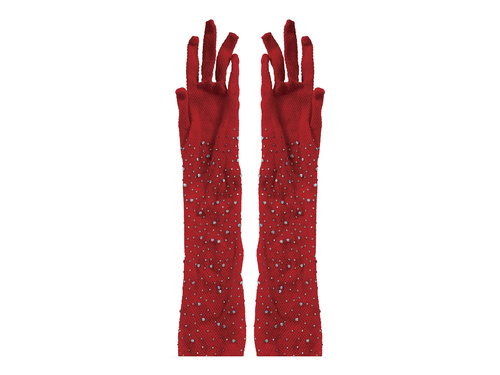 Mesh gloves with rhinestones - 30 cm