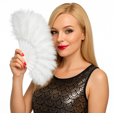 Wachlarz z piór biały - 25 cm - 1 szt.
