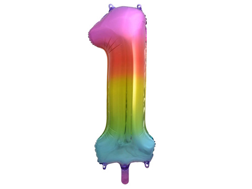 Foil balloon number 1 rainbow - 85 cm - 1 pc.