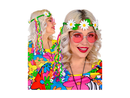 Stokrotkowy diadem z kolorowymi wstążkami