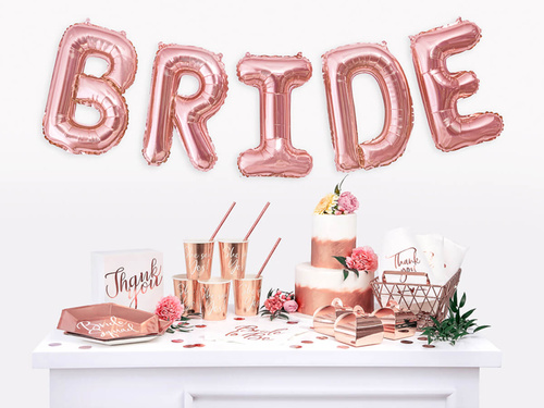 Balon foliowy litera "B" różowo-złota - 35 cm