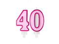 Number candles "40", pink, 2 pc