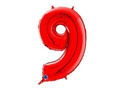 Number 9 red Foil Balloon - 66 cm - 1 pc