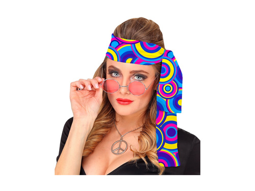 Opaska hipisowa niebieska Groovy Bubbles lata 70