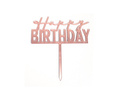 Plexiglass cake topper Happy Birthday golden pink - 1 pc.