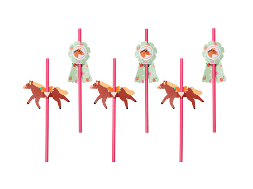 Drinking straws Horses - 6 pcs