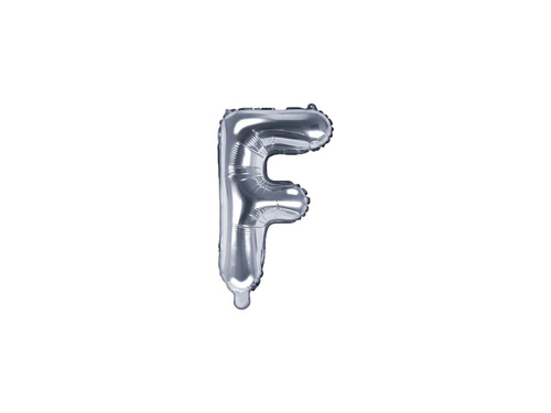 Foil balloon letter "F" silver - 35 cm