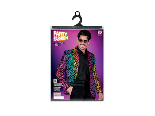 Imprezowa marynarka Party Fashion - tęczowa cekinowa panterka