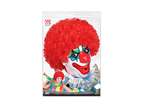Peruka klauna czerwona włosy afro