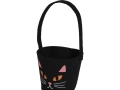 BLACK FELT CANDY BUCKET CAT 13X10 CM