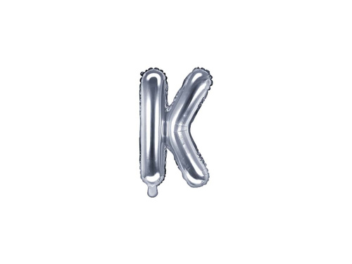 Foil balloon letter "K" silver - 35 cm