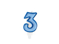 Candle number three 3 blue - 1 pc.
