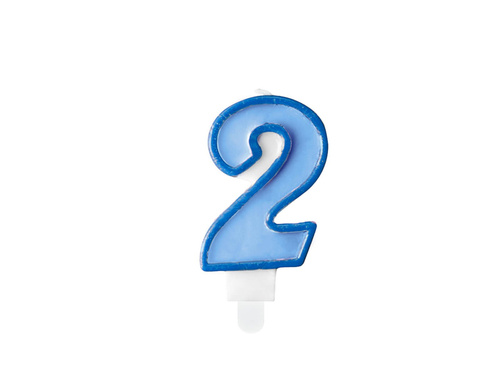 Candle number two 2 blue - 1 pc.