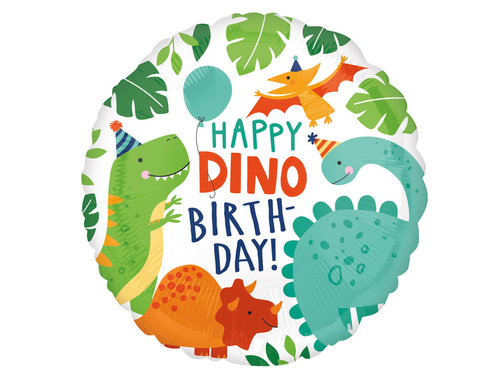 Happy Dino-Birthday foil balloon - 43 cm - 1 pc.