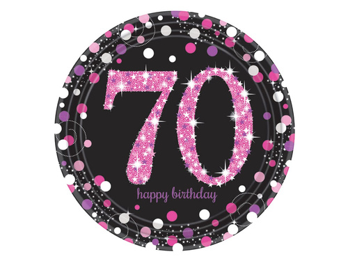 Seventieth birthday plates - 23 cm - 8 pcs.