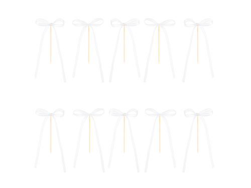 Pikery na Tort Kokardki - białe - 10 szt.