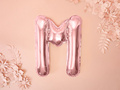 Foil balloon letter "M" pink and gold - 35 cm
