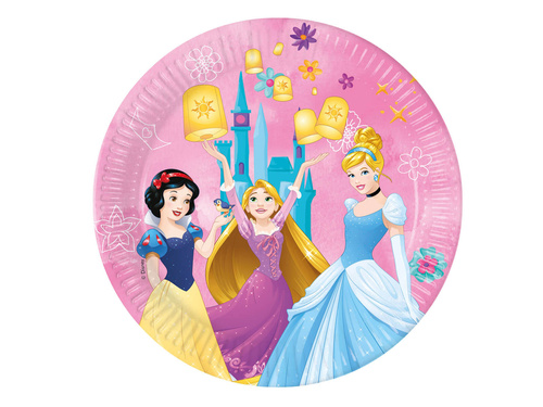 Talerzyki papierowe na urodziny Princess - Księżniczka - 23 cm - 8 szt.