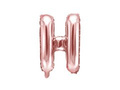 Balon foliowy litera "H" różowo-złota - 35 cm