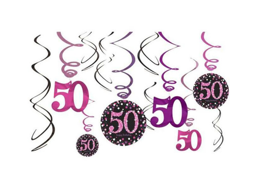Hanging decoration swirls - 50th - 12 pcs.