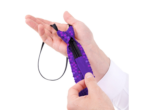 Cekinowy krawat - fioletowy - 36 cm - 1 szt.