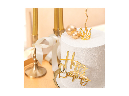 Korona na tort - 3 cm - złota z kryształkami - 1 szt.