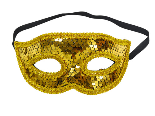 Cekinowa maska karnawałowa - złota - 1 szt.
