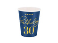 Thirtieth birthday cups navy blue - 220 ml - 6 pcs.