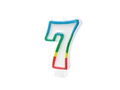 Number candle with colored border number 7 - 8,5 cm - 1 pcs.