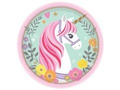 Talerzyki papierowe na urodziny Magiczny Jednorożec - 18 cm - 8 szt.