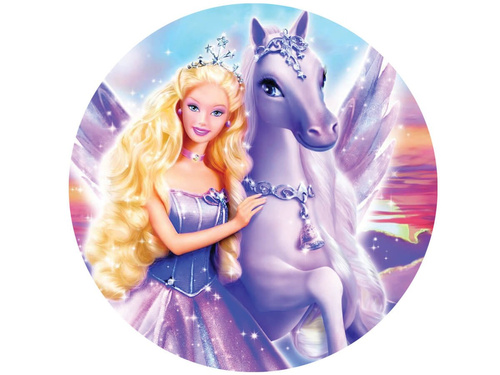 Dekoracyjny opłatek tortowy Barbie - 20 cm