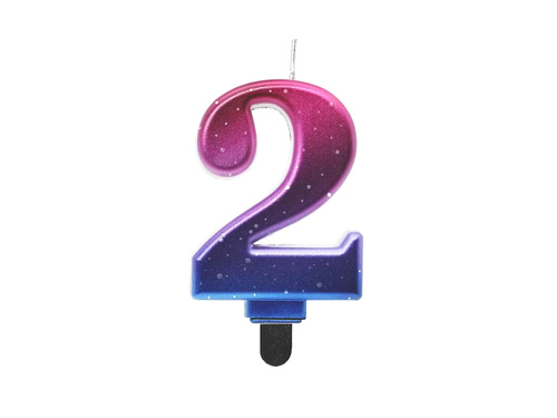 Night Sky metallic number candle - 2 - two